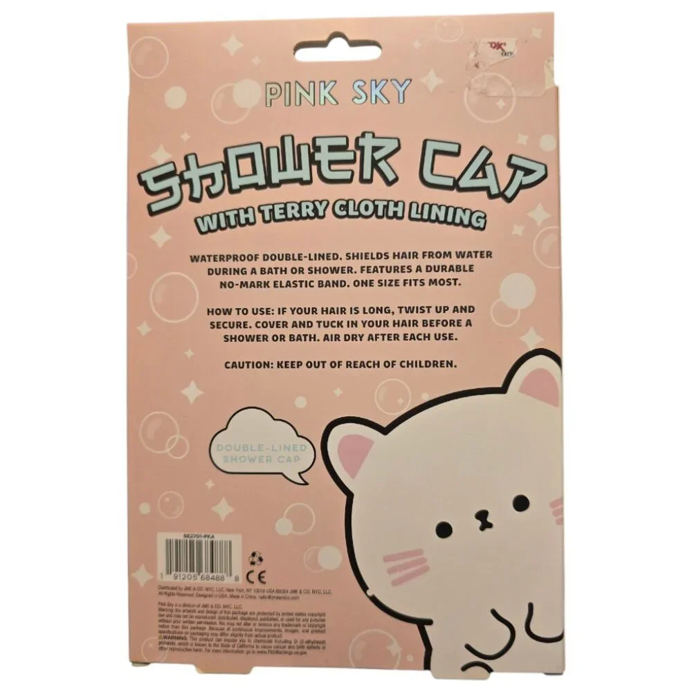 🏷️NWT  -  PINK SKY Shower Cap with Cats  -  NWT🏷️